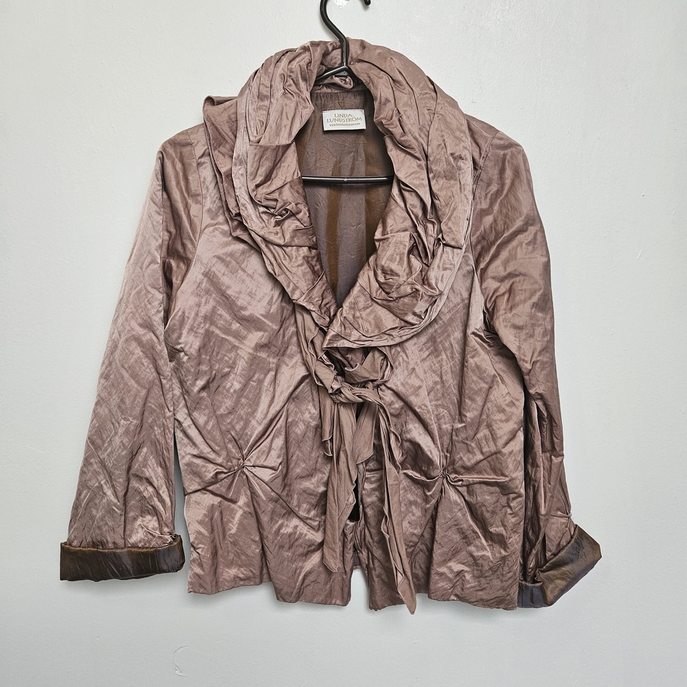 Linda Lundstrom Vintage Women's Sz 10 M Champange Grunge Rare Tie Jacket Blazer